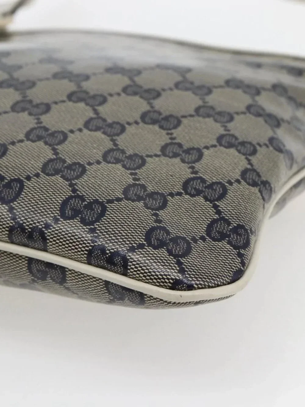 GUCCI GG Crystal Shoulder Bag Coated Canvas Navy Gold 257246 Auth 173553V - Picture 4 of 16